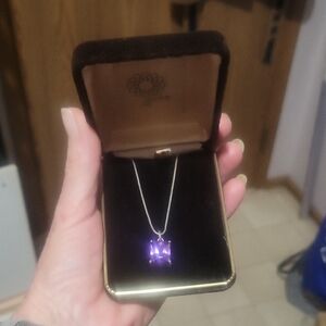 Sterling Silver & Amethyst Gemstone Necklace 18"